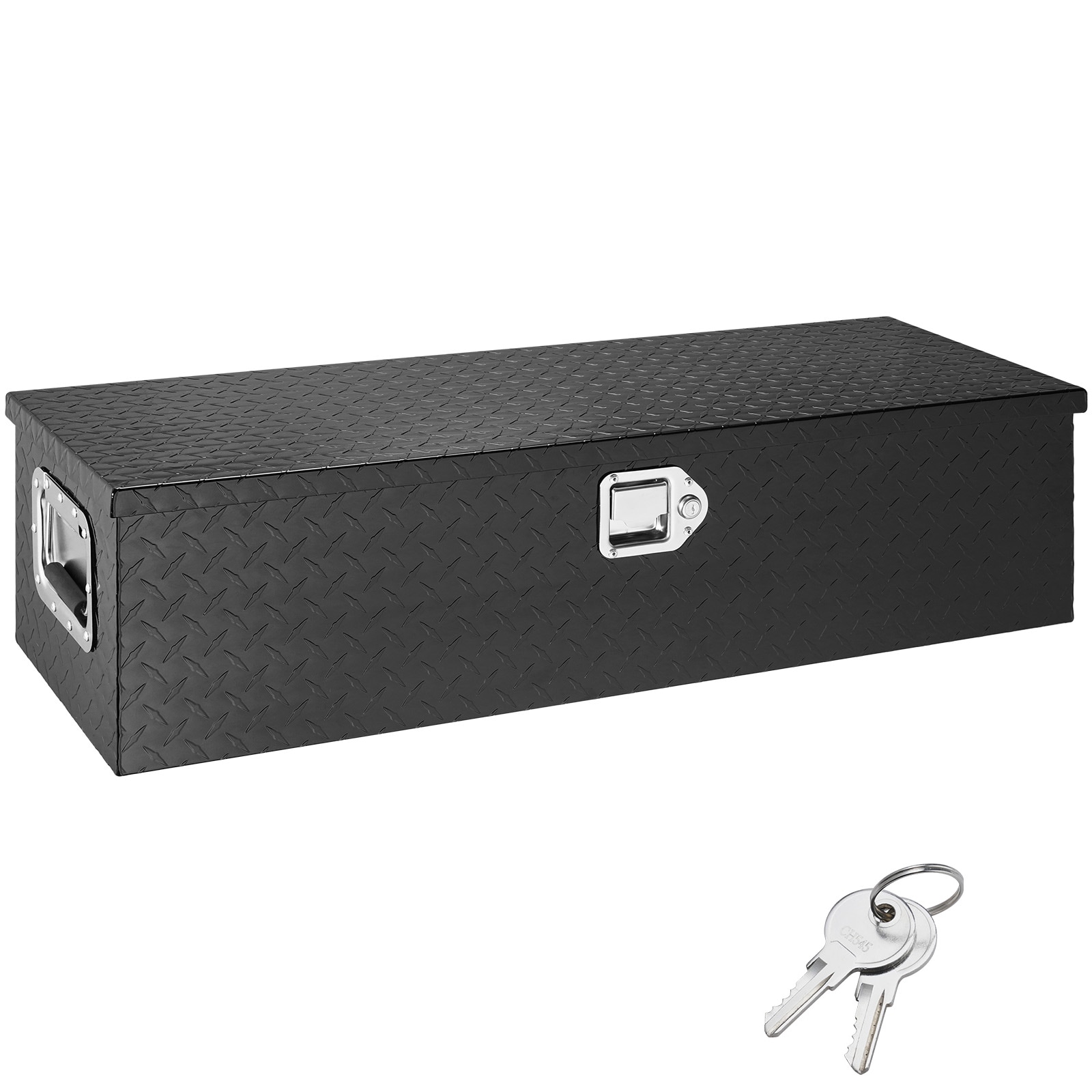 Heavy Duty Aluminum Truck Bed Tool Box, Diamond Plate Tool Box With Side Handle And Lock Keys, Storage Tool Box Chest Box Organizer For Pickup, Truck Bed, RV, Trailer, 39"x13"x10", Black_voghion.com